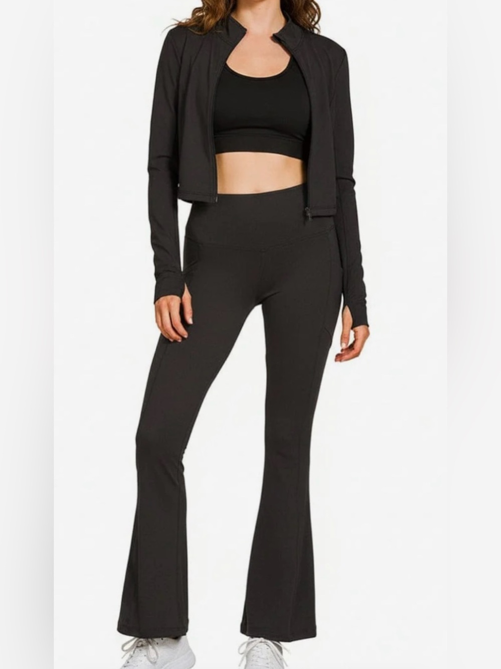 Zenana High-Waist Black Flare Yoga Pants With Pockets NWOT 🌴